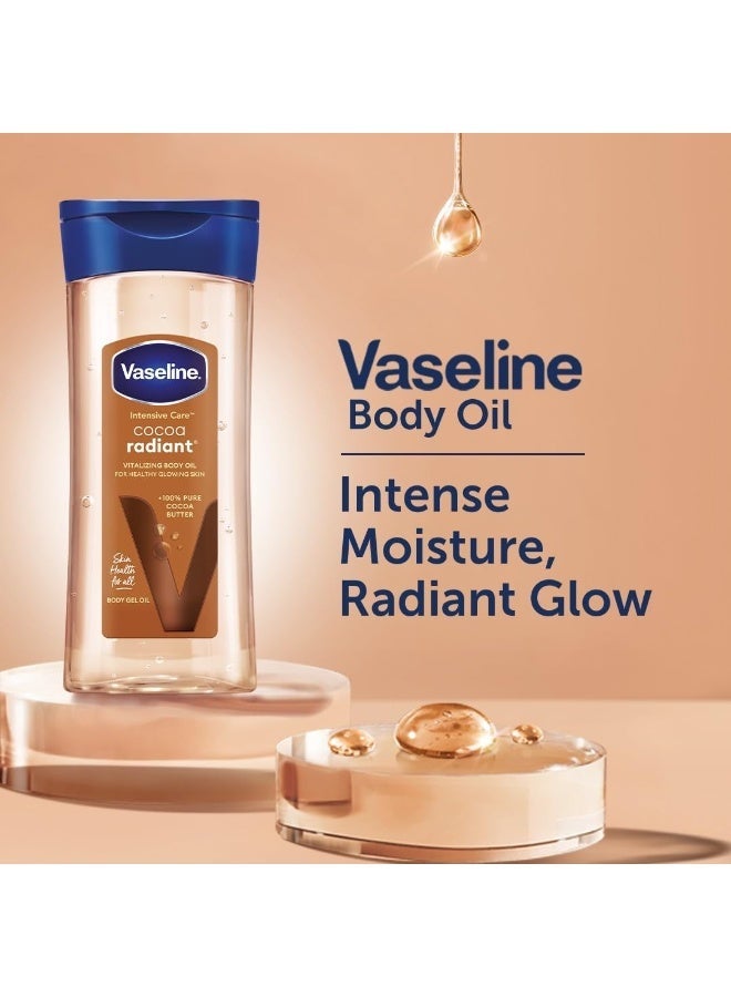 Vaseline Intensive Care Cocoa Radiant Vitalizing Body Oil With 100% Pure Cocoa Butter & Replenishing Oils For Long-Lasting Radiant Glow| Non-Greasy Body Gel Oil for Healthy & Glowing Skin| 200 ml - Image 3